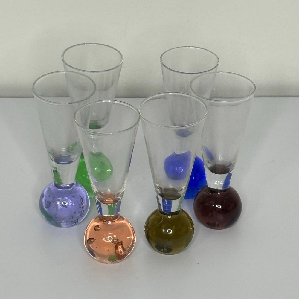 MCM Bubble Ball Shot Glasses - Retro Barware Set of 6